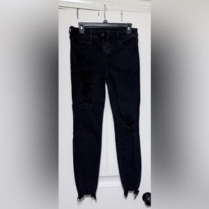American Eagle Outfitters Black Distressed Ankle Jeans